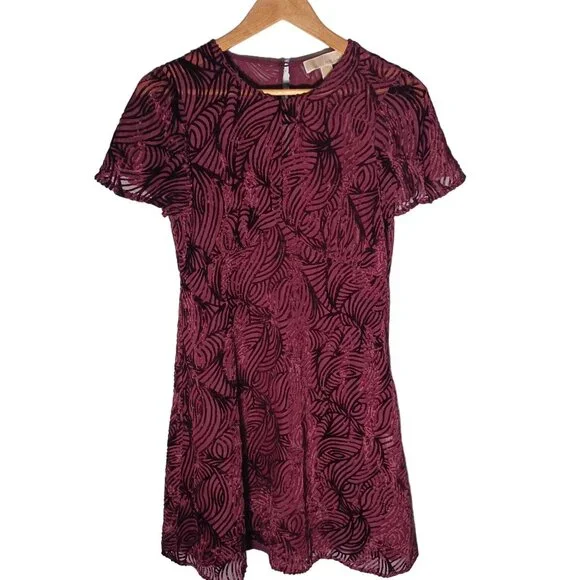 Michael Kors | Dresses | Michael Kors Dress Womens 6 Purple Velvet Burnout  Whimsigoth Witchy Sheer | Poshmark